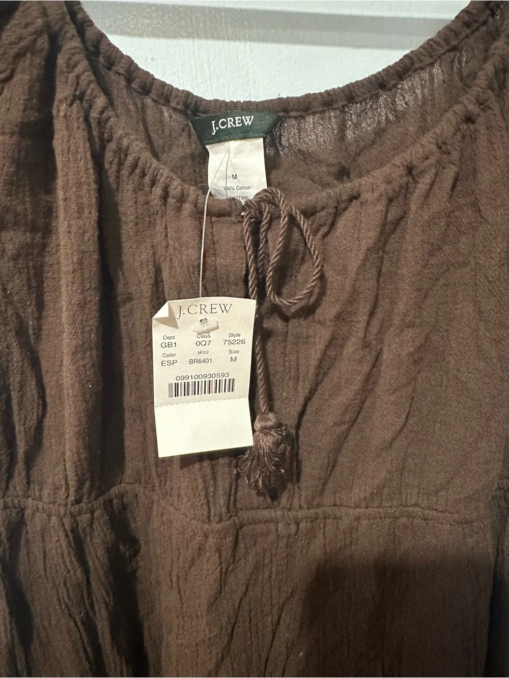 J. Crew Brown Short Sleeve Cotton Dress